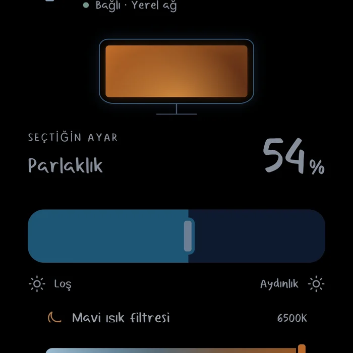 MoyMote phone panel with the blue light filter slider, from cool to warm